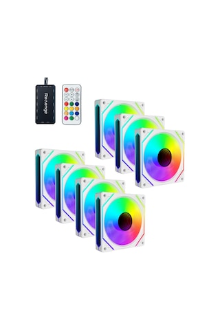 Revenge Infinity Hexagon 7in1 Beyaz Kumandalı 12cm Rgb Fan Seti Fan Kontrolör Dahil 120mm 7li Kasa Fanı