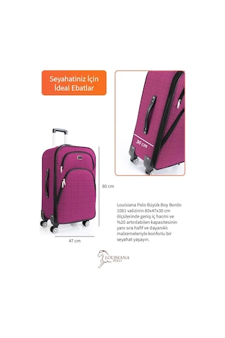 Büyük Boy 4 Teker Kumaş Valiz Pembe 1081 Pembe