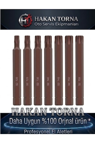Rico Uzun 7 Parça T20 T25 T30 T40 T45 T50 T55 Torx Bits Uç Kaplamalı Torks Tork Uç
