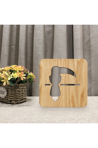 Ahşap Papağan Ampul Gece Lambası, 3d Lamba, Yaratıcı Ahşap Lambalar, Basit Dekoratif Lambalar, 3d Ahşap Oyma Deseni, Masa İçin Led Gece Lambası Çok Renkli