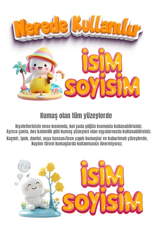 Kıyafet Etiketi - Okul Kıyafet Kumaş Etiketi Kreş Anaokulu İlkokul Kıyafet Kumaş Etiketi Set05 Karışık