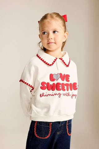 Defacto Polo Yaka Baskılı Kalın Sweatshirt Kumaşı Sweatshirt Kız Bebek I0898a526auer105 Ekru-er105