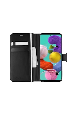 Samsung Galaxy Uyumlu A51 Kılıf Standlı Kapaklı Korumalı Siyah R74254:siyah