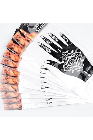 Geeroyoo El Tatu Stensili S102 - Pvc Malzeme, Tekrarlı Kullanım, Sağ-sol El Desenleri, Kol-bacak-gövde Uygulaması, Dıy Tatu Tasarımı