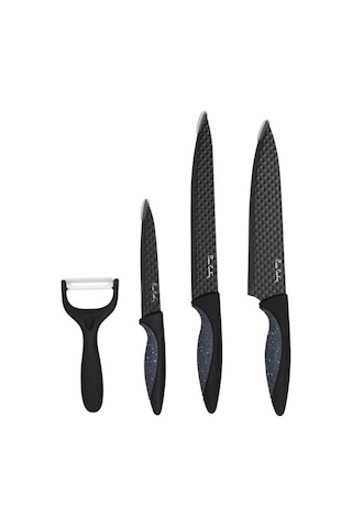 Pierre Cardin Pluto Çelik - Krom 4 Parça Bıçak Seti Siyah