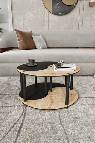 Yin Yang Unıty Serenıty Orta Sehpa 2 Li Safir Siyah 70 Cm Siyah