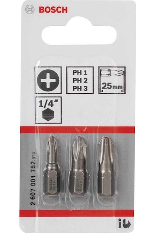Bosch 3 Parçalı Extra Hard Serisi Vidalama Ucu Seti PH123*25 mm 2607001752