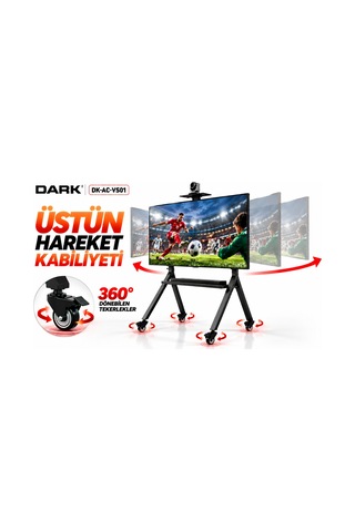 Dark DK-AC-VS01 55"-100" 100kg Tekerlekli Mobil TV Standı Kamera ve Ekipman Raflı