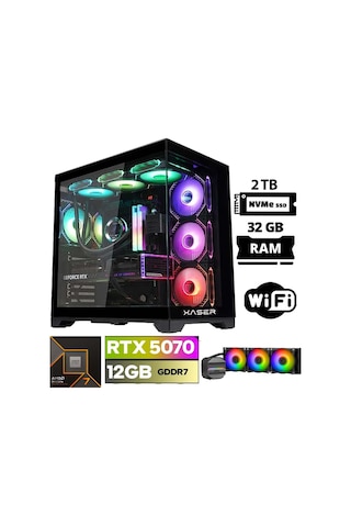 Xaser Lexus X140 R7-9800X3D 32 GB 2 TB M.2 NVMe SSD 12 GB RTX5070 Free Dos Masaüstü Oyuncu Bilgisayarı