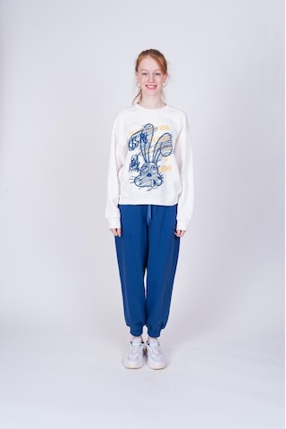 Kız Çocuk Neon Tavşan Baskılı Tasarım Teenage Sweatshirt-13402-ekru Ekru