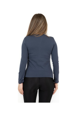 Sortie Collection Yarım Balıkçı Uzun Kol Likralı Basic Penye Bluz Füme