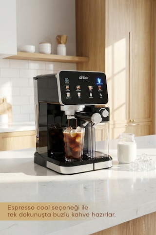 Sinbo SCM 2995 Pro 20 Bar Basınç Süt Haznesi Dokunmatik Kapsüllü & Toz Kahve Espresso Makinesi