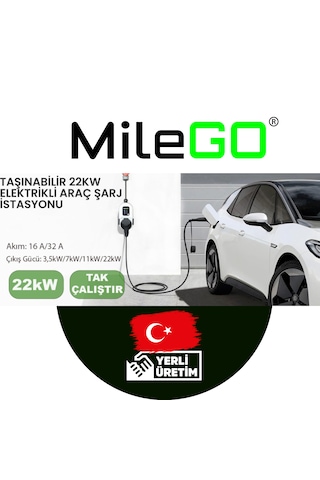 Milego 22kw 11kw Şarj İstasyonu 15 Metre Kablolu Set Taşınabilir Elektrikli Araç Şarj Cihazı Ce Sertifikalı Tip 2 16a/32a 22 Kw