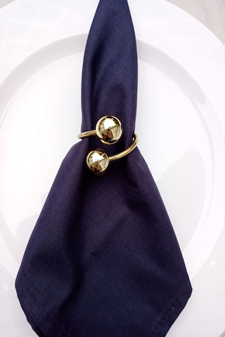 Parlak Gold Boncuklu 12 Adet Gold Metal Halkalı Peçete Yüzüğü