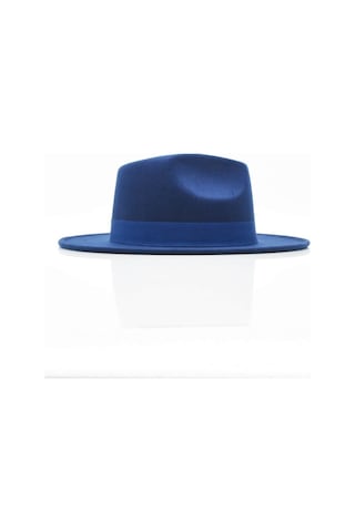 Külah Erkek Fedora Şapka-Lacivert-Lacivert-Standart