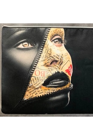 Uretti - Mehtap 4435 - Pop Art Desenli Clutch Çanta - Siyah Siyah