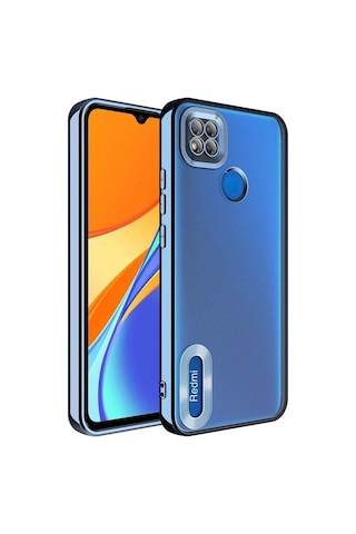 Xiaomi Redmi 10a Kılıf Kamera Korumalı Logo Gösteren Zore Omega Kapak Sierra Mavi