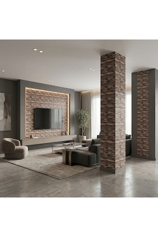 Brano 70x77 Cm Kendinden Yapışkanlı Kabartmalı, Açık Kahve Kiremit Desenli Duvar Kaplama Z162-12
