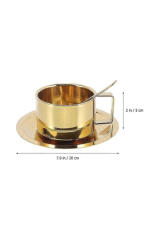 Kahve Kupası Paslanmaz Çelik Kahve Kupası Bardak Kaşık Tabağı Ofis Kupası