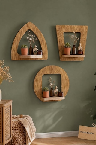 Ahşap Dekoratif Duvar Rafı 3 Lü Set Mts-212 Diğer