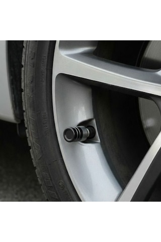 Sibop Kapağı Krom 4lü Takım Üniversal Lastik Subap Tıpası Seti Çizgili Model Siyah Glz02790025
