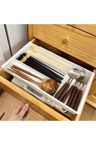 Trendooze Gaojunshop01 Beyaz 1 Adet Çekmeceli Genişletilebilir Organizatör Mutfak Kozmetik Kutusu Beyaz