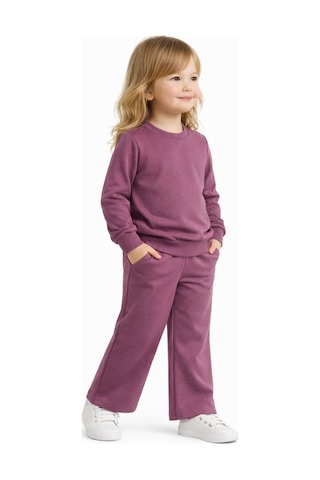 Kız Çocuk Taşlı Sweatshirt Pantolon Takım Bgl-st05273 MÜRDÜM