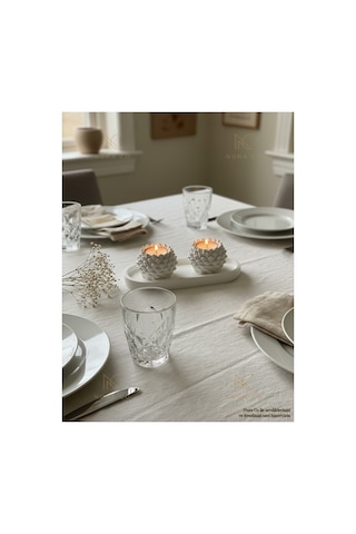 El Yapımı Kozalak Tealight Tutucu 2'li Set Oval Tepsi İle Doğa Temalı Dekoratif Ev Aksesuarı 05