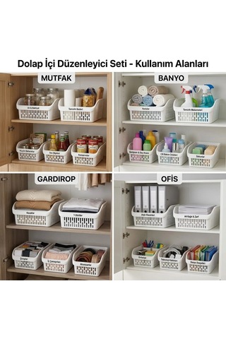 Dolap İçi Düzenleyici Set 5'li Beyaz