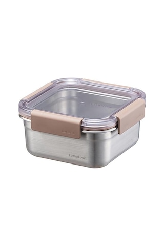 Locknlock Paslanmaz Çelik Fırın & Saklama Kabı Kare Kilitli 700 ML - Kahverengi