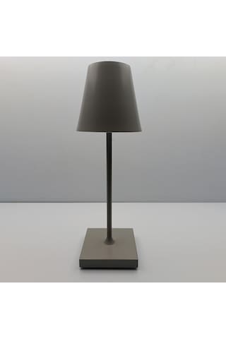 Konik Şapka Metal Şarjlı Masa Lambası Gri