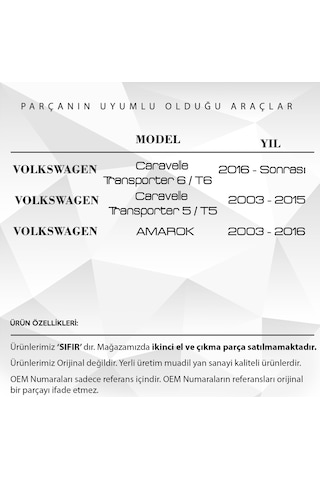 Transporter T5 T6 İçin Yan Ayna Demiri Zamak Altı Plastik Sol-sağ
