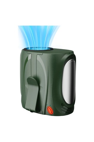Xuweiwei Taşınabilir Bel Fanı Yeşil Metal Dekor 6 Hız 16000rpm Şarj Edilebilir 6000mah Nikel Pil Usb Şarj İç Dış Mekan Kullanımı