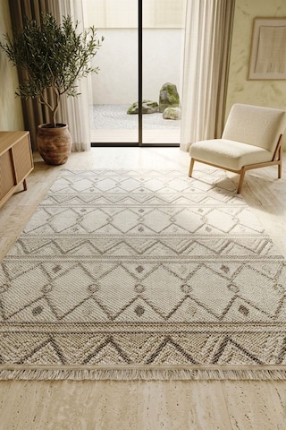 Leiva Home Monaco 0038 Krem Gri Bohem Sisal Bukle Yumuşak Özel Kesim Salon Koridor Mutfak Yolluk Saçaklı Halı 0160a-krem/gri