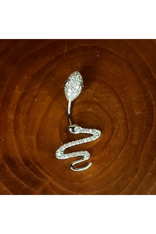 Aya Tasarım Gümüş Renk Yılan Model Göbek Piercing