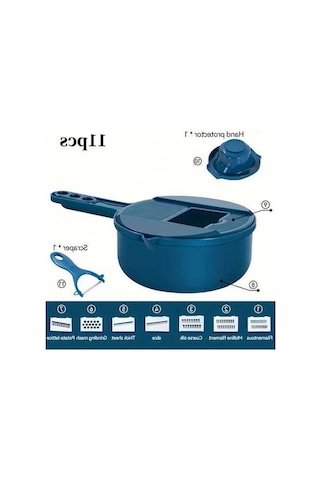 Trendooze Gaojunshop01 Mavi 11 İ 1 Ağır Hizmet Mutfak Robotu Dilimleyici Doğrayıcı Rende Mavi Ev Yemeği Hazırlama Aracı mavi