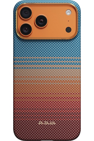 İphone 17 Pro Max Kılıf M-safeli Aramid Fiber Pitaka Sunset 2.0 California Dream Serisi Mavi-kahve Mavi - Kahverengi
