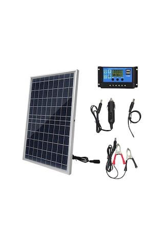 Mufunye 10w Polysilicon Güneş Paneli Seti Güneş Paneli Ve Güneş Şarj Kontrol Cihazı Kiti Kamp Seyahat Araba Cep Telefonu Açık Hava Acil Durum Güç Aksesuarı