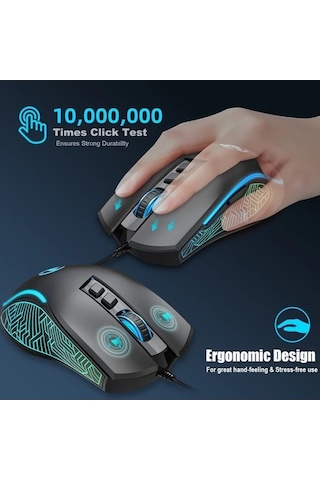 Besthome1 Hxsj Yeni Beyaz Usb Kablolu Fare Renkli Arka Işık 3600dpi 7 Dugmeli Fotoelektrik Oyun Ofis Diğer