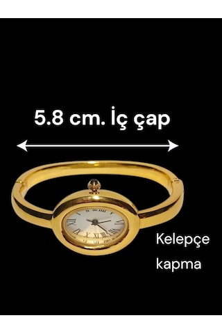 Lüks Tasarım Gold Kelepçe Saat - Antik Roma Kadranlı Kararmaz Çelik Aksesuar