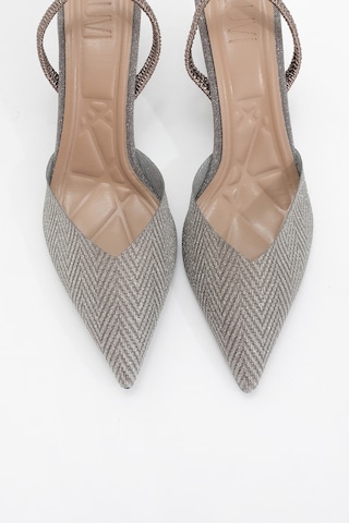 Luvishoes Luvi Shoes Renos Platin Kum Sim Sivri Burun Kadın Topuklu Abiye Ayakkabı Platin
