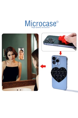 Microcase Vantuzlu Kalp Desen Silikon Cep Telefonu Sabitleme Yapıştırma Pedi Al4793 Açık Pembe
