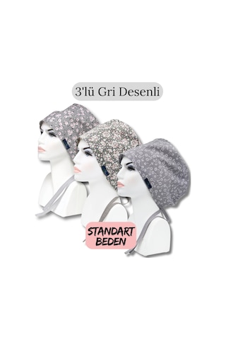 Standart Beden 3lü Gri Desenli Gri Çiçek Bahçesi Gri Çıtı Pıtı Gri Nazlı Çiçekler Cerrahi Bone Renkli