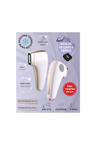 Safir Soğutma Özellikli İpl Lazer Epilasyon Aleti Safir Cam -lila + Gözlük Ve Çanta Hediyeli
