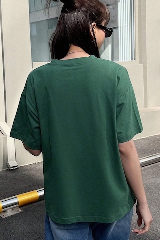 Unisex Saturn Baskılı T-shirt Yeşil