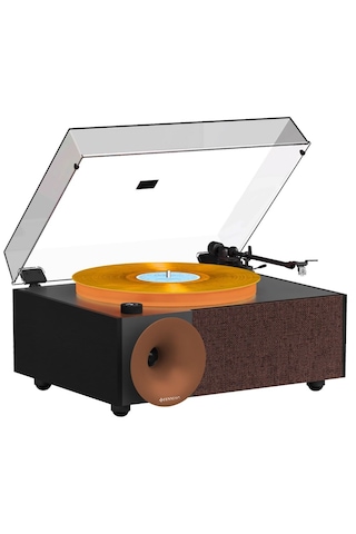 Fennessy İ5s Bluetooth Hoparlörlü 45w Hi-fi Işıklı Retro Pikap Plakçalar Turntable, Kahverengi