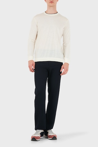 Emporio Armani % 100 Yün Regular Fit Bisiklet Yaka Kazak Erkek Kazak Em006225 Af27805 U0003 Beyaz