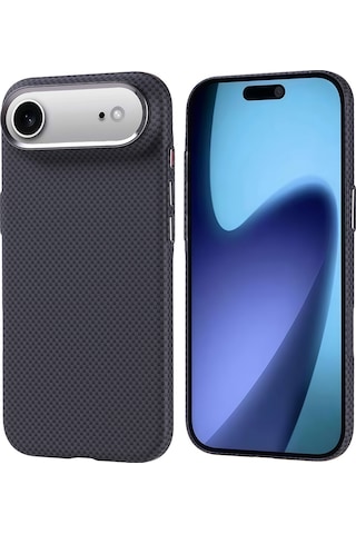 Apple Uyumlu iPhone 17 Air Kılıf M-safe Şarj Özellikli Karbon Fiber Görünümlü Mkst Nekst Kapak - Siyah Siyah