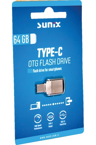 Sunix Type-c Ve Usb 3.0 Usb Flash Bellek 64 Gb. Otg Çift Girişli