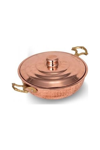 Turna Bakır Emirgan Tava 4 No 20 CM El Dövme Kırmızı Turna7600-1